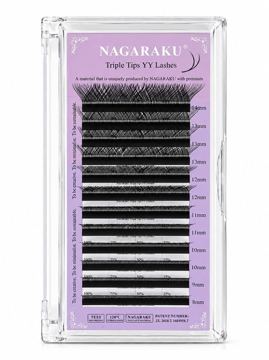 Pestañas YYY (Triple Y) 0.07M/LU Mix Negra - Nagaraku