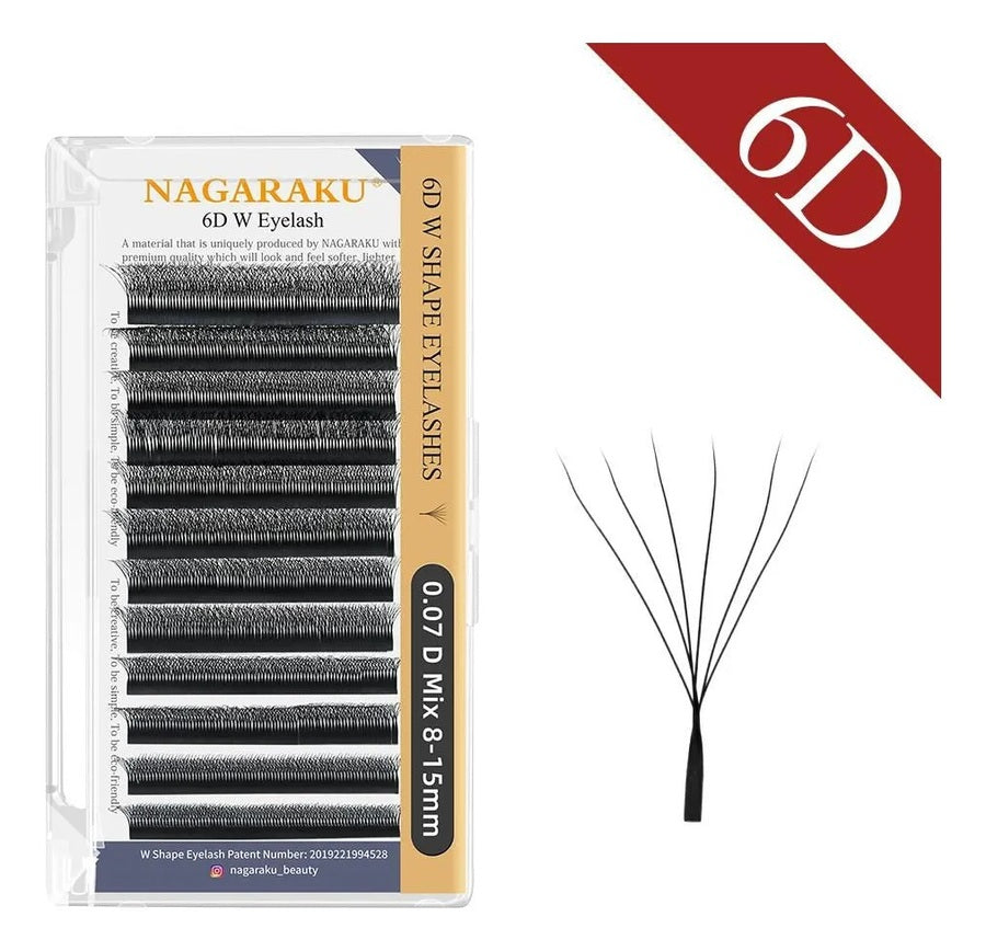 Pestañas Tecnologicas 6D W 0.07D Mix Negro - Nagaraku - Solo en Pink Pot Plant