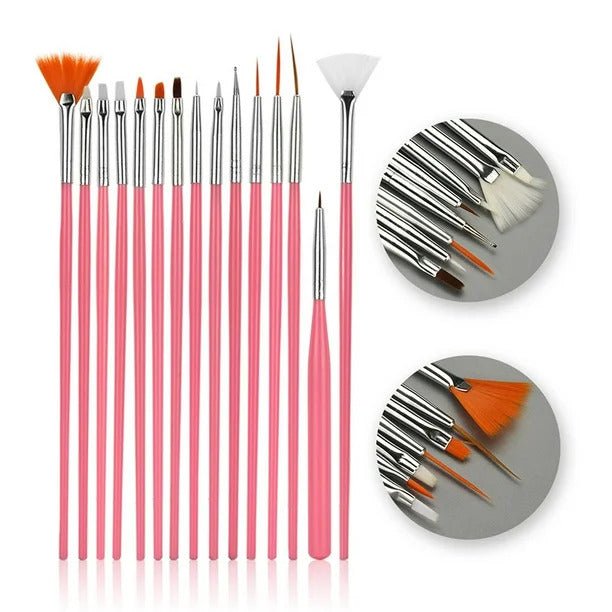 Kit x15 Pinceles Nail Art NBS1003-2 - ISSI Supplies - Solo en Pink Pot Plant