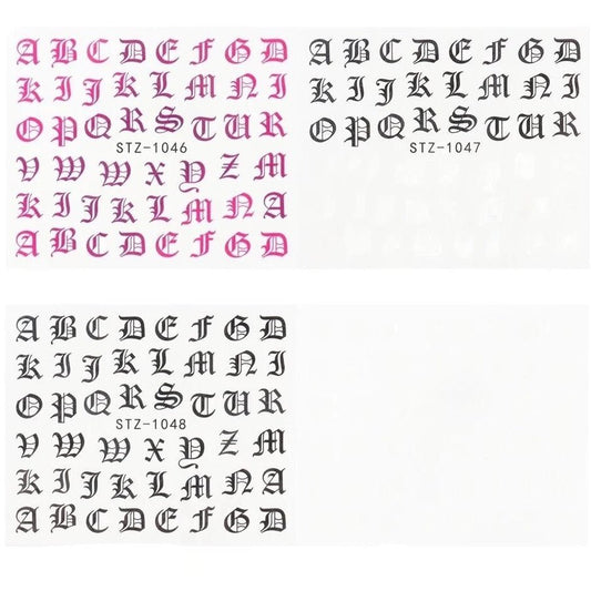 Letras Goticas Water Decals x10 -  Solo en Pink Pot Plant