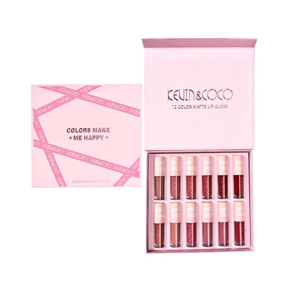Set Lip Gloss 12 Colores Matte - Kevin & Coco -  Solo en Pink Pot Plant 