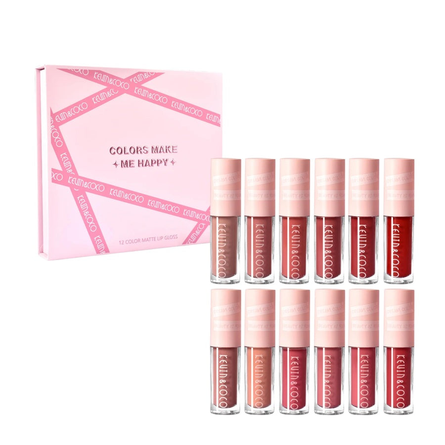 Set Lip Gloss 12 Colores Matte - Kevin & Coco -  Solo en Pink Pot Plant 