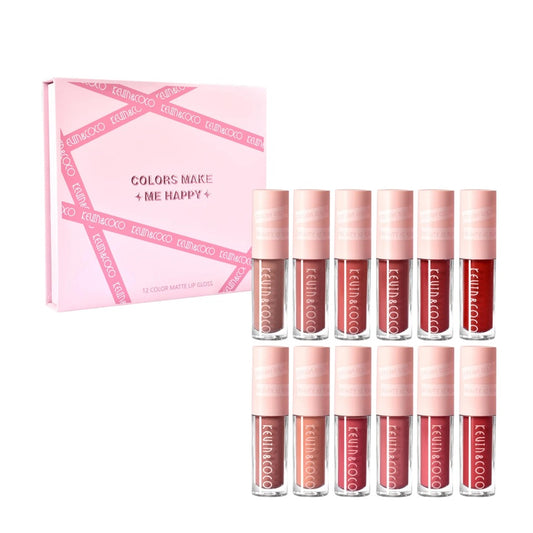 Set Lip Gloss 12 Colores Matte - Kevin & Coco -  Solo en Pink Pot Plant 