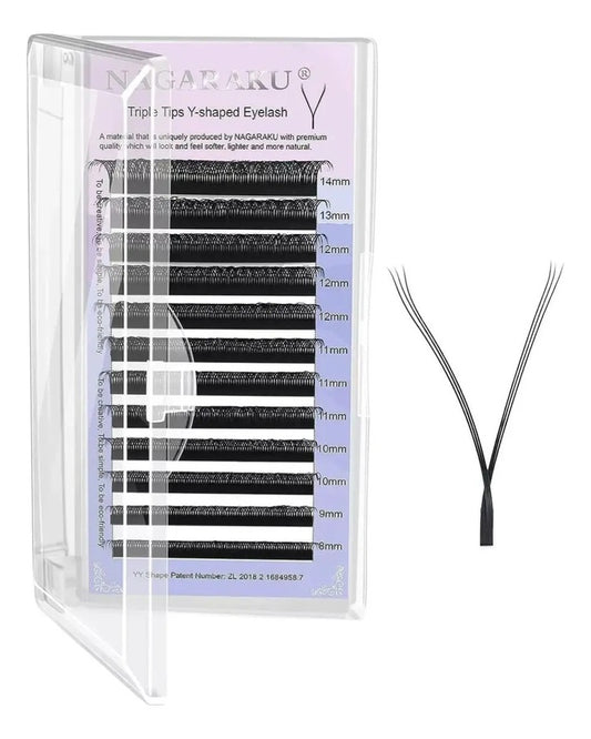 Pestañas YYY (Triple Y) 0.07D Mix Negra - Nagaraku
