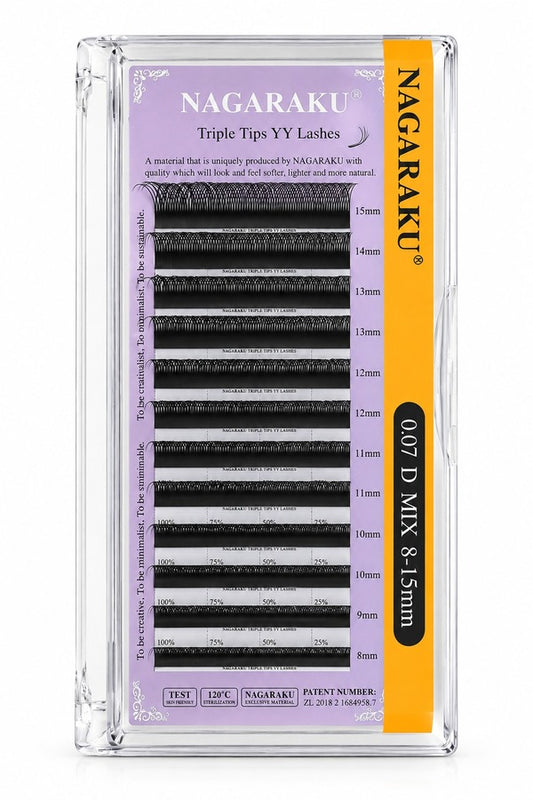 Pestañas YYY (Triple Y) 0.07D Mix Negra - Nagaraku