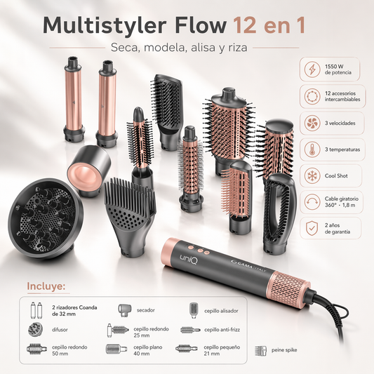 Secador 12 en 1 Multistyler Uniq Flow - Gama Italy -  Solo en Pink Pot Plant 