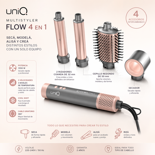 Secador 4 en 1Multistyler Uniq Flow - Gama Italy -  Solo en Pink Pot Plant 