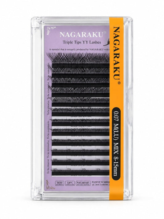 Pestañas YYY (Triple Y) 0.07M/LU Mix Negra - Nagaraku