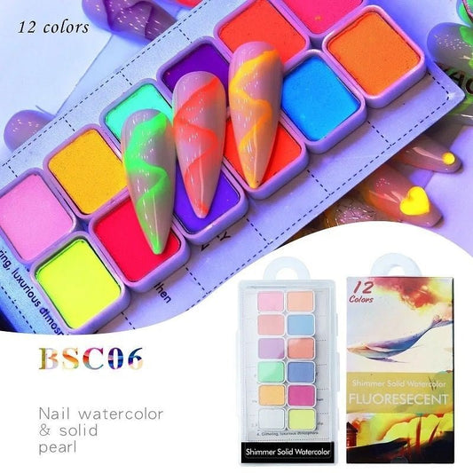 Paleta acuarela x12 tonos - Fluorescent -  Solo en Pink Pot Plant 