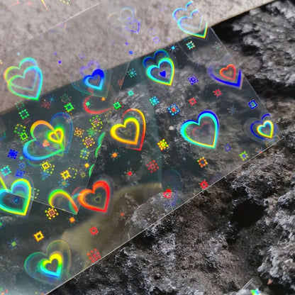 Sticker holográf efecto cambio de tamaño CORAZON -  Solo en Pink Pot Plant 
