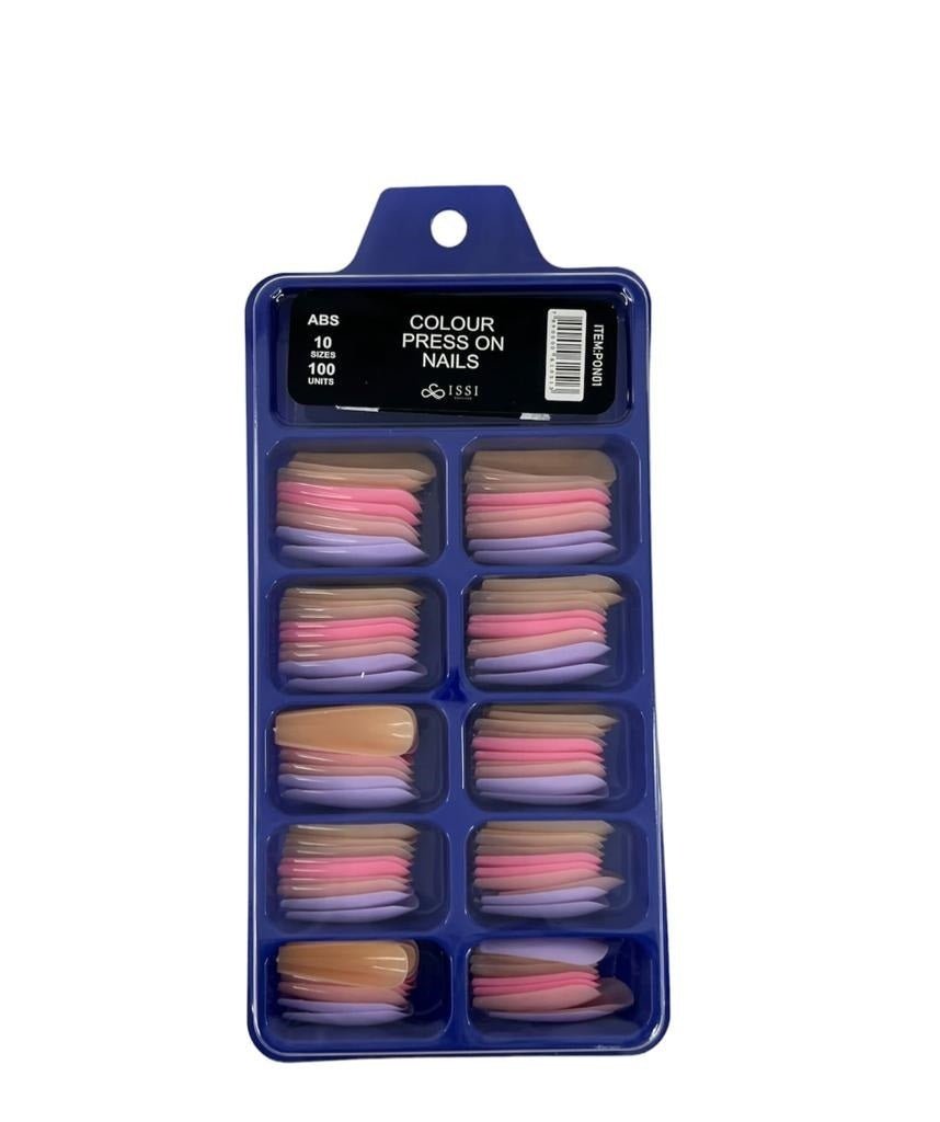 Uñas PRESS ON Coloridas #45 x100u ABS -  Solo en Pink Pot Plant 